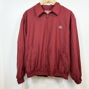 Vintage Pioneer Jacket Large Red Plaid Seed Corn Full Zip Farmer Bomber Pockets